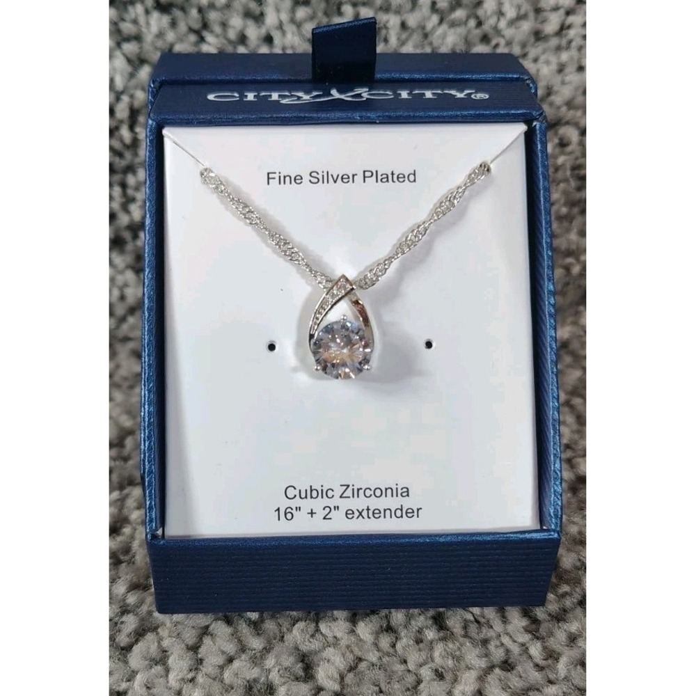City X City Necklace Silver Plated Cubic Zirconia